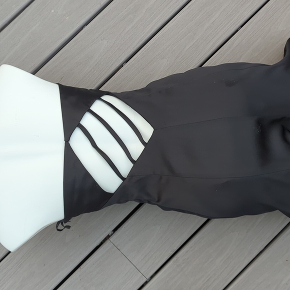 Jessica McClintock long black strapless gown tulle hem  10 Petite Vintage - Picture 4 of 16